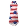 thumbnail image 4 of SMihono Robe d'Été Bohème pour Femmes Grande Taille Fête de l'Indépendance Mode Féminine Sans Manches Imprimée Col Rond Ample Robe Irrégulière pour Dames, 4 of 5