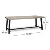 thumbnail image 4 of GDF Studio Emersyn Outdoor Acacia Rectangular Wood Dining Table, Light Gray and Black, 6 seat, 4 of 9