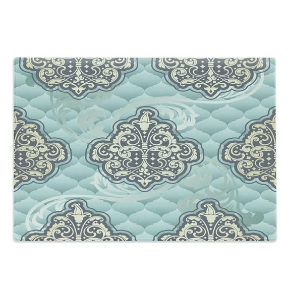 Victorian Cutting Board, Rococo Style Design Tiles Romantic Diamond Swirls, Decorative Tempered Glass Cutting and Serving Board, in 3 Sizes, by Ambesonne