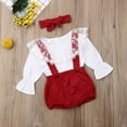 thumbnail image 5 of Douhoow Newborn Baby Girls Princess Clothes Set Long Sleeve Lace Tops Suspender Shorts, 5 of 8
