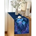thumbnail image 5 of Summer Marine Life Table Runner, Mystic Ocean Coral Watercolor Jellyfish Seahorse Cotton Linen Kitchen Table Decoration Washable Dining Tabletop Runners for Home Party Decor 13x72 Inches, 5 of 9