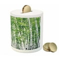 thumbnail image 3 of Birch Tree Piggy Bank, Fresh Green Leaves Summer Forest Rural Landscape Environmental Image, Ceramic Coin Bank Money Box for Cash Saving, 3.6" X 3.2", Green White Black, by Ambesonne, 3 of 4