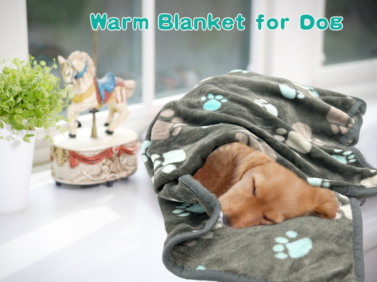 Vehomy 3Pcs Dog Blankets for Medium Dogs Pet Dog Flannel Blankets with Paw Patterns Warm Pet Cat Mat for Dog Bed Kennel Cute Paw Puppy Blanket Quilt Pet Blanket for Kitten Puppy L 27.5"x31.5"