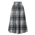 thumbnail image 4 of Delconic Women Plaid Drawstring Waist Tiered Maxi Skirt with Pockets Casual Loose Fit A Line Long Skirt for Everyday Wear Gray L, 4 of 6