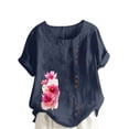 thumbnail image 1 of Camisetas de Manga Corta para las Mujeres Impreso Botón de Manga Corta Camiseta Blusa Poliéster, Ropa Casual Mirar Superior para las Mujeres, 1 of 4