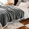 thumbnail image 3 of Sherpa Throw Blanket for Couch Sofa - Fuzzy Soft Cozy Blanket for Bed, Fleece Thick Warm Blanket for Winter, Dark Grey Fall Winter Twin Blanket, 60x80 Inches, 3 of 7
