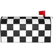 Black White Race Checkered Flag Pattern Magnetic Mailbox Cover Waterproof MailWraps Letter Box Cover for Garden Yard Outdoor Decor Large Size - 25.5 x 21 in