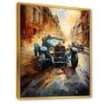 thumbnail image 2 of Designart "Vintage Race Tracks in Blue and Yellow III" Architecture Framed Wall Art - Modern Blue Race Tracks Entryway Framed Wall Art, 2 of 6