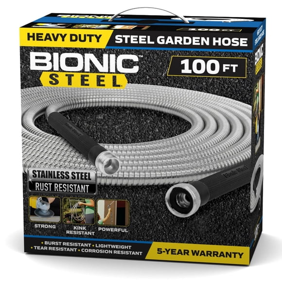 BionicManguera para Agua Metálica de Acero Inoxidable 304 – Accesorios de Aluminio Flexibles,Livianos y Resistentes Al Aplastamiento,Sin Torceduras Ni Nudos, a Prueba de Óxido, 100 ft. - As Seen on TV