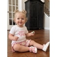 thumbnail image 6 of BemeyourBBs Toddler Baby Girl Summer Clothes Cute Fathers Day Infant Baby Girl Daddy's Girl Outfit Cute Letter Flower Print Ruffled Trim Short Sleeve T Shirt Tops and Shorts Set, 6 of 9