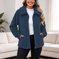 thumbnail image 3 of Women's Oversized Winter Fleece Jackets Versatile Double-sided Velvet Solid Color Long Sleeved Lapel Jacket Top, 3 of 9