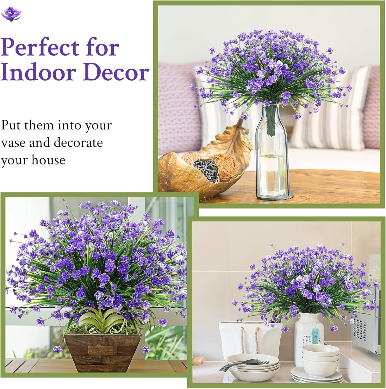40 Bundles Outdoor Artificial Flowers UV Resistant Artificial Plants Bulk for Outside Faux Flowers Plastic Fake Plants Outdoors Summer Fall Decoration Shrubs Garden Porch Window Box Decor (Purple Red)