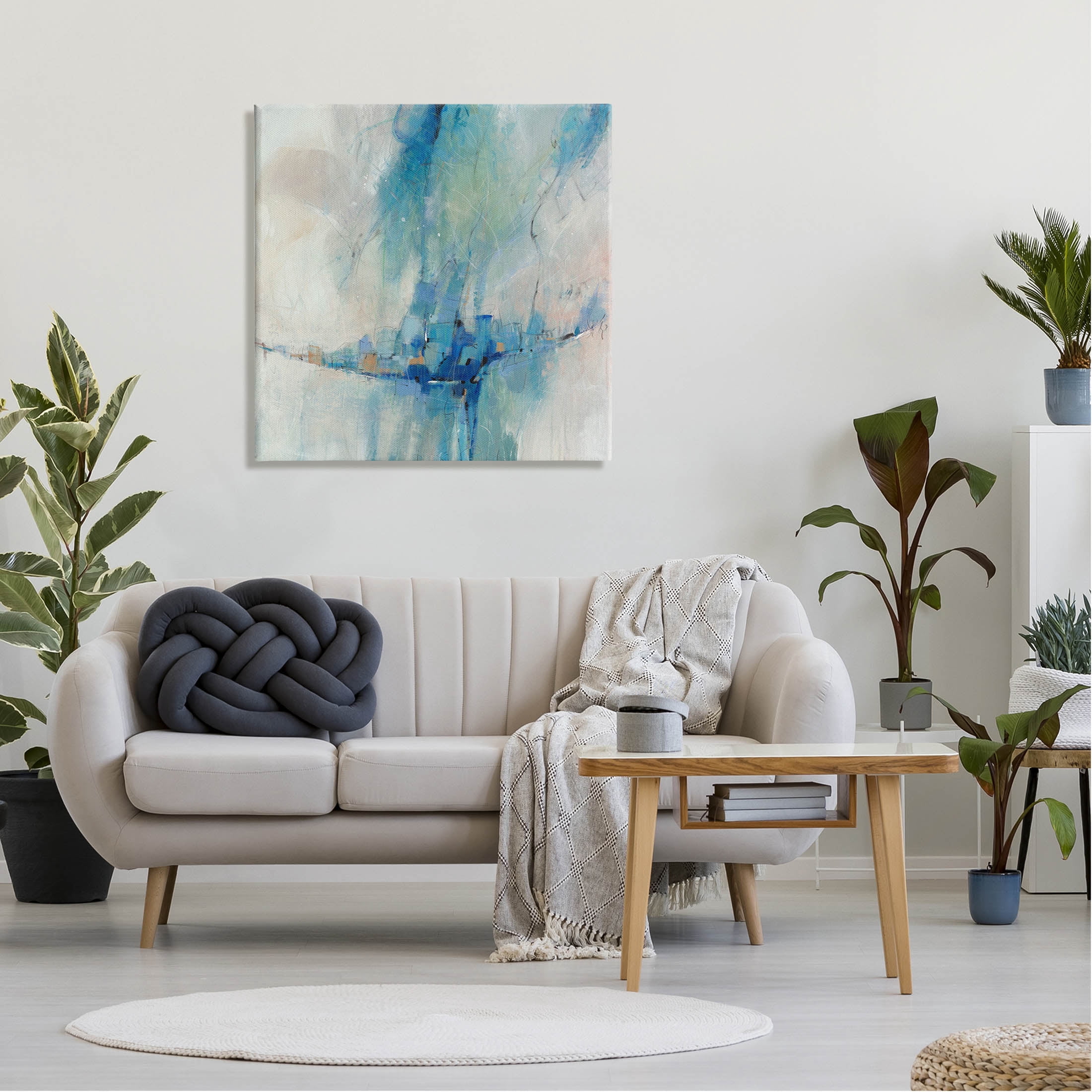 Stupell Industries Modern Blue Shapes Gathered Painting Gallery Wrapped Canvas Print Wall Art, Design by Tim OToole