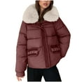 thumbnail image 4 of qucoqpe Womens Winter Warm Oversized Quilted Jacket Fall Fashion Cozy Long Sleeve Plushy Puffer Outdoor Outerwear Coat, 4 of 5