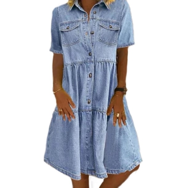 Costura solapa suelta de un solo pecho imitación camisa de mezclilla vestido estampado cardigan MABOTO M
