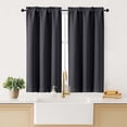 thumbnail image 2 of Patin Black Blackout Curtains 45 Inch Length 2 Pcs, Dual Rod Pocket Thermal Curtains for Living Room Bedroom, Home Decor Privacy Rustic Farmhouse Solid Drapes for Bathroom, Each Panel 30" W x 45" L, 2 of 10