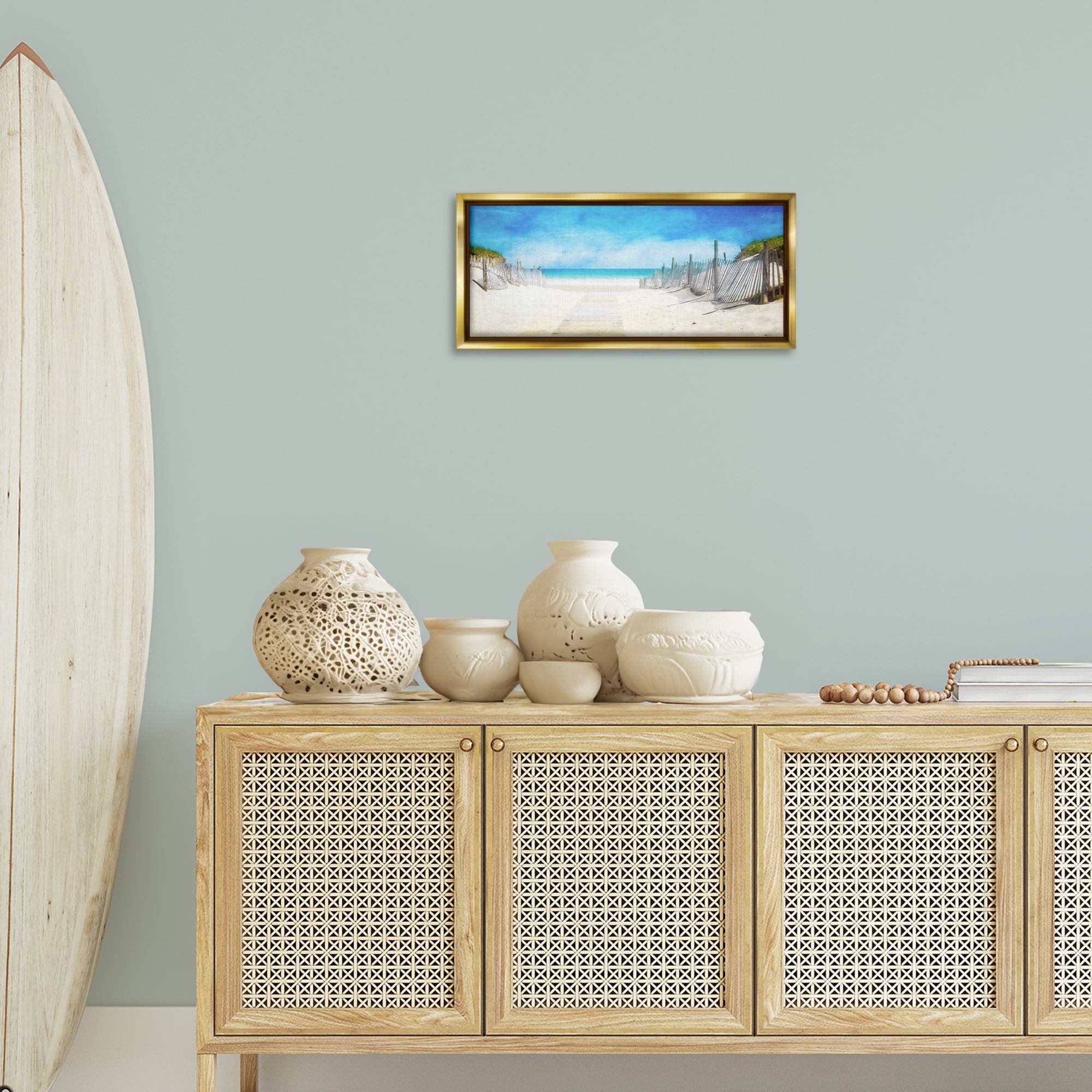 Stupell Industries Dunes Of The Cape Landscape & Nature Painting Gold Floater Framed Canvas Art Print Wall Art, 25 x 11
