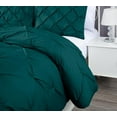 thumbnail image 6 of Chezmoi Collection Berlin Teal Pinch Pleat Queen Comforter Set, 3-Piece, Soft Pintuck, Lightweight All Season Microfiber Bedding, 6 of 9