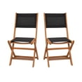 thumbnail image 2 of Emma + Oliver Set of Two Weather Resistant All Natural Acacia Wood Folding Bistro Chairs with Textilene Mesh Seats and Backs, 2 of 13