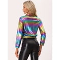 thumbnail image 4 of Chaquede chándal pamujer Chaquemetálide manlarbrillante holográficon cremalleen parte delanteMulticolor S, 4 of 6