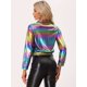 thumbnail image 4 of Chaquede chándal pamujer Chaquemetálide manlarbrillante holográficon cremalleen parte delanteMulticolor XS, 4 of 6