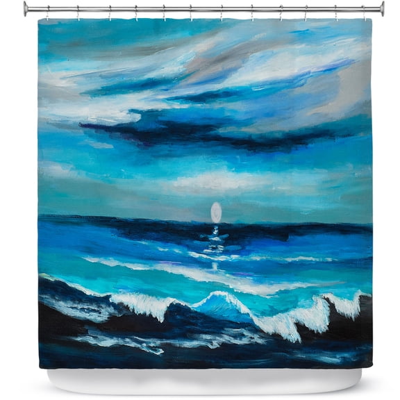 Shower Curtains 70" x 93" from DiaNoche Designs by Lam Fuk Tim - Seaside Moon Waves 1