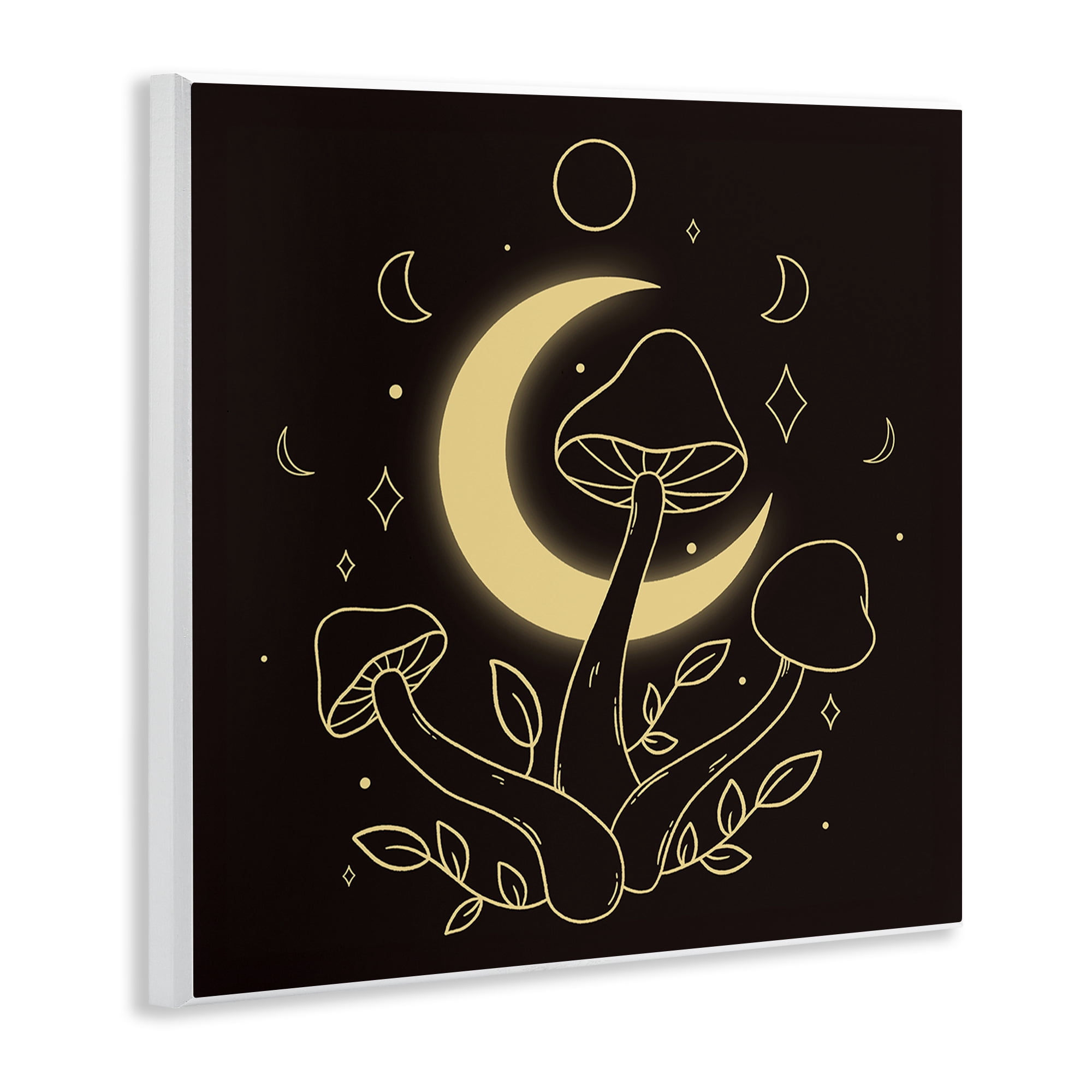 Stupell Industries Dancing Mushrooms & Moon Plants & Flowers Painting Unframed Art Print Wall Art, 12 x 12