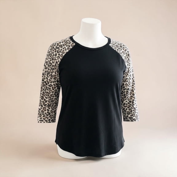 Plus Size Leopard Long Sleeve T-Shirt