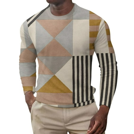

koaiezne Male Autumn And Winter Plaid Full Print T Shirt Large Size Round Neck Long Sleeve Top Bottoming Shirt Scrub Men Summer Tops Short Sleeve