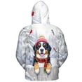 thumbnail image 2 of Playful Bernese Mountain Dog Welcomes Winter Snowy Day with Cardinal Bird All Over Print 3D Hoodie Unisex Merch Hoodies Berner Lover Gifts - 2017, 2 of 6