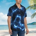 thumbnail image 5 of Goofa Blue Lightning Hawaiian Shirt for Men, Unisex Summer Beach Casual Short Sleeve Button Down Shirts,Aloha Tropical Floral print shirt-, 5 of 9