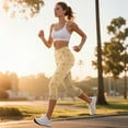 thumbnail image 3 of SCRAWLGOD Corgi Paw Beige Women's Elastic Capri Leggings High Waisted Comfortable Capri Yoga Pants Leggings with Pockets Breathable Yoga Pants for Athletic Running, XS, 3 of 7