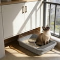 thumbnail image 1 of Semi-Enclosed High-Sided Cat Litter Box with Splash-Proof Design, Includes Scoop and Hook, Spacious for Large Cats, Easy to Clean, 1 of 8