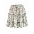 thumbnail image 3 of Womens High Waist Floral Print A Line Short Skirt with Ruffled Hem Elegant Summer Skirt Green Floral M, 3 of 9