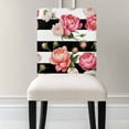 thumbnail image 3 of Pink Peony Chair Covers Set of 6 Flowers Black And White Stripes Chair Back Covers Stretch Removable Washable Chairs Slipcovers Chair Protector for Dining Room Kitchen Party Decor, 3 of 5