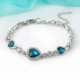 thumbnail image 2 of CHAO Pulsera de mujer con colgante de corazón de diamantes de imitación y aleación ajustable, cadena de muñeca sencilla y elegante, joyería de mano, regalo para niñas, nuevo azul claro, 2 of 4