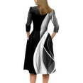 thumbnail image 4 of Dorkasm Vintage Midi Dresses for Women Modest 3/4 Sleeve Crew Neck Wrap Dress A Line Pleated Wedding Guest Dress with Pockets White S, 4 of 6