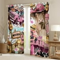 thumbnail image 2 of Manfei Colorful Western Cowgirl Curtains Pack of 2 (52x84),Pink Flower Floral Black Out Curtains,Rustic Farmhouse Horse Curtains for Living Room,Super Cozy Bedroom Decorative, 2 of 6