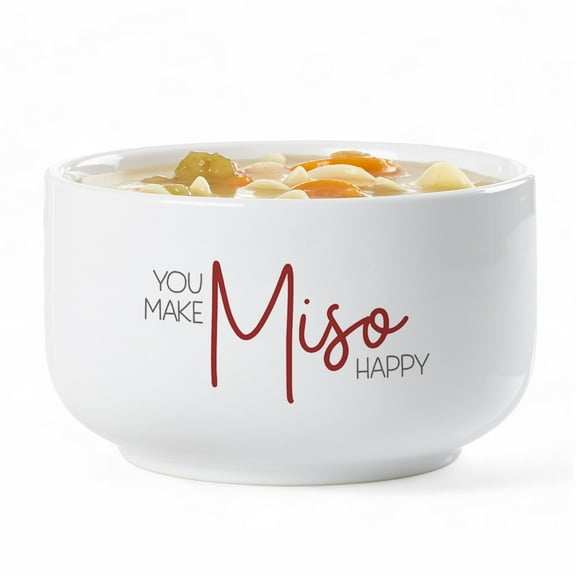 Personalization Mall 14 oz. Soup Puns Bowl, You Make Miso Happy