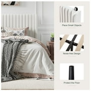 Amolife Queen Size Velvet Upholstered Bed with Wingback Headboard, Off-white