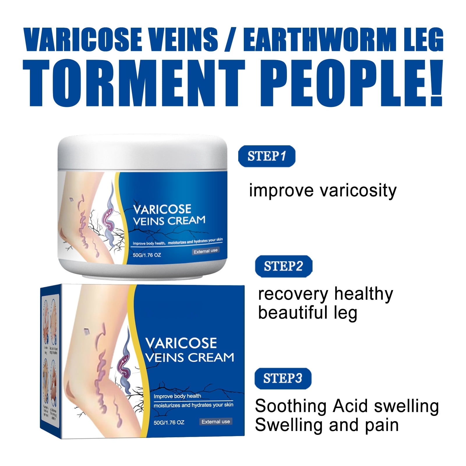 Alvantor Varicose Cream Soothing Vein Relief Leg Cream for Tired Legs 1.76oz