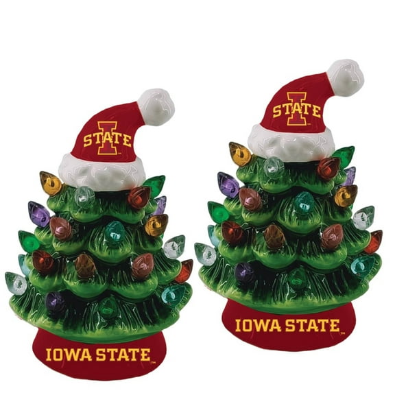 Iowa State Cyclones 2-Pack 4" Ceramic LED Christmas Tree Set