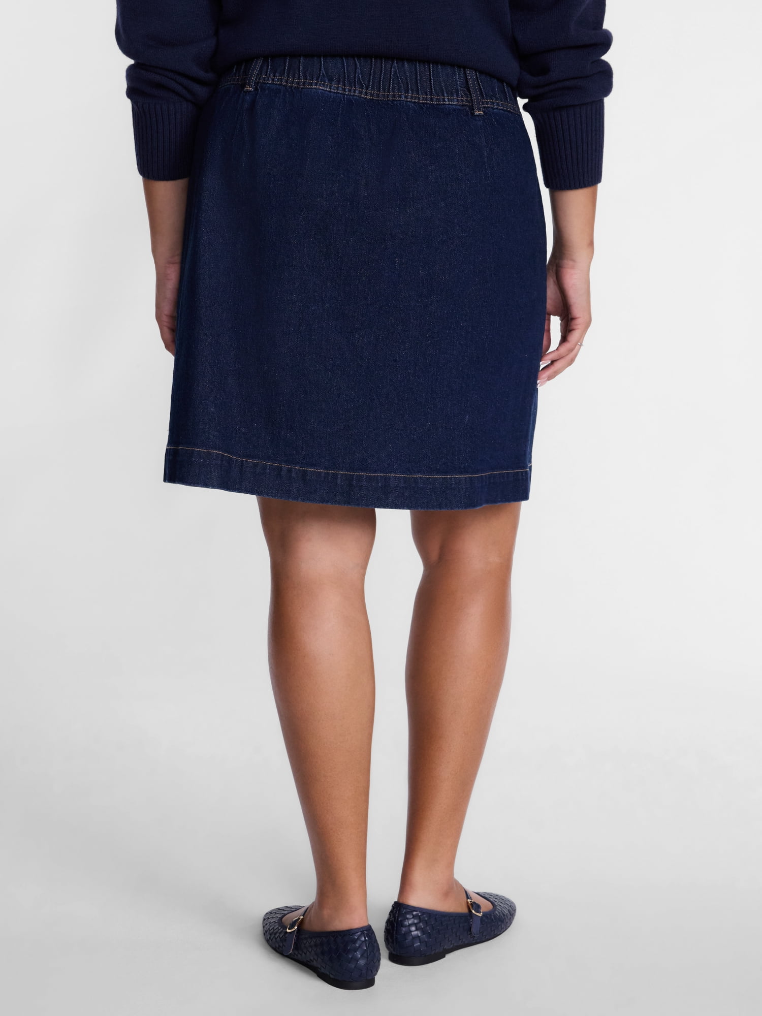 Terra and Sky Women's Flap Pocket Denim Mini Skirt, Sizes 0X-5X