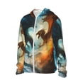 thumbnail image 3 of Goofa Red And Blue Flame Wave Dragon Printed Women's UPF 50+ Sun Protection Hoodie Jacket Lightweight Long Sleeve Sun Shirt for Women with Pocket Hiking Outdoor-Medium, 3 of 9