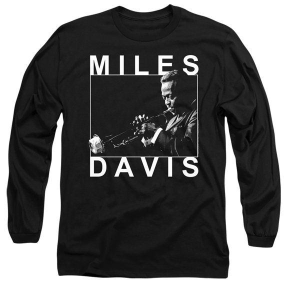 Miles Davis Monochrome Long Sleeve Adult 18/1 T-Shirt Black