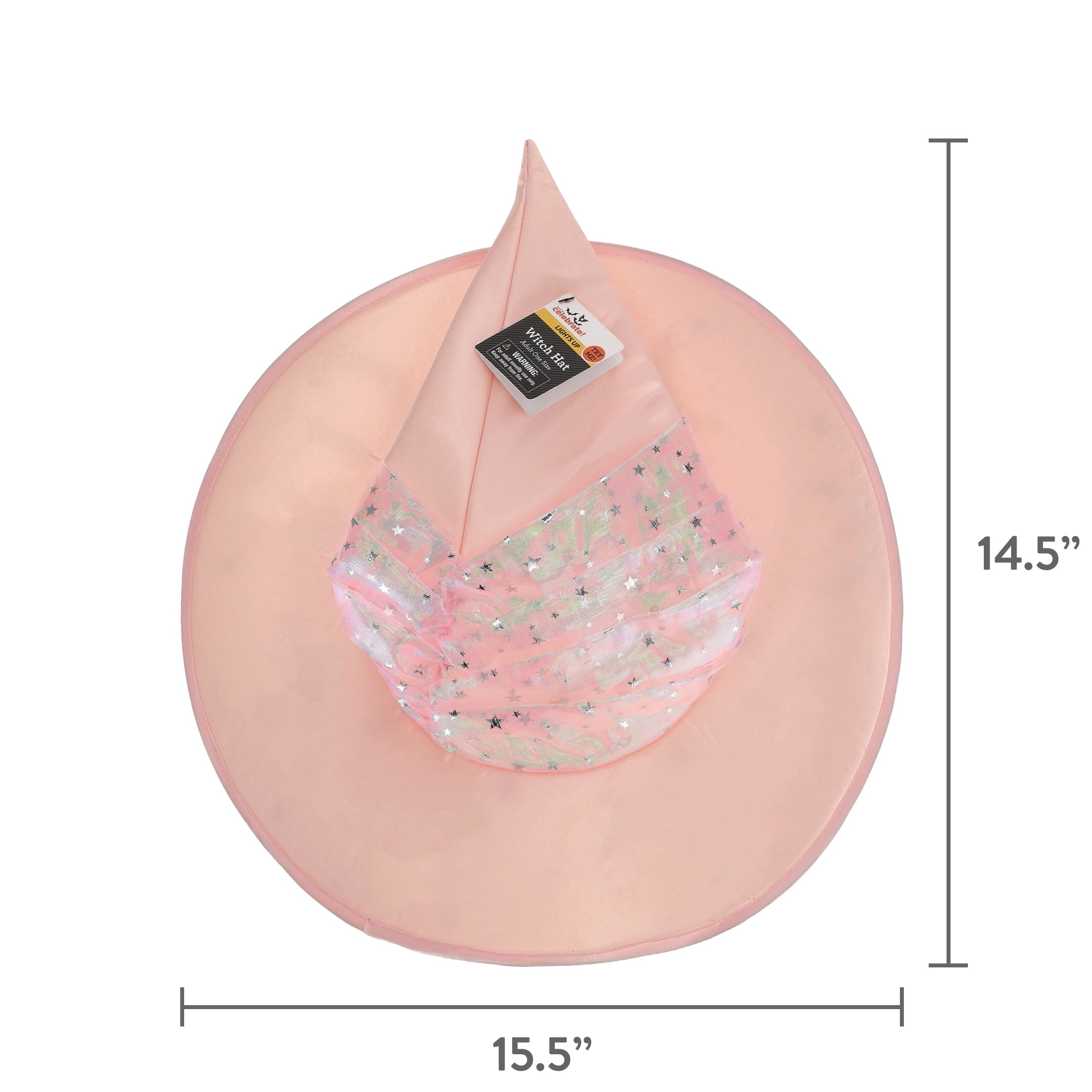 Light-Up Witch Hat Costume Accessory for Adults, Pink and Silver, Halloween by Way To Celebrate