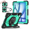 thumbnail image 2 of Dteck with Pencil Holder Case for iPad Air 13 inch 2025/2024,Heavy Duty Silicone Case 360 Degree Rotating Handle Stand Cover with Shoulder Strap for iPad Air 13-in. M3/M2,Black+Mint, 2 of 9