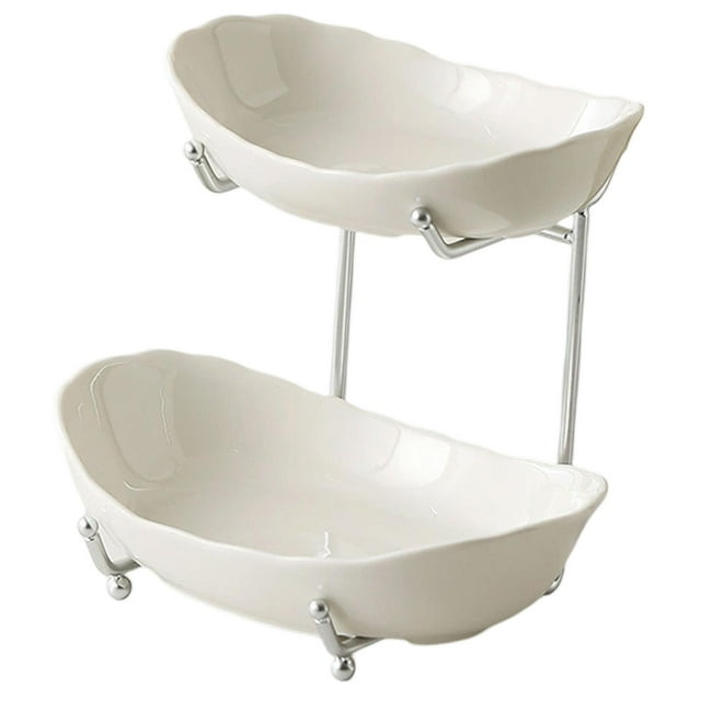 Frutero para encimera de cocina, cesta de frutas escalonada para aperitivos y postres. Argent white 2 capa