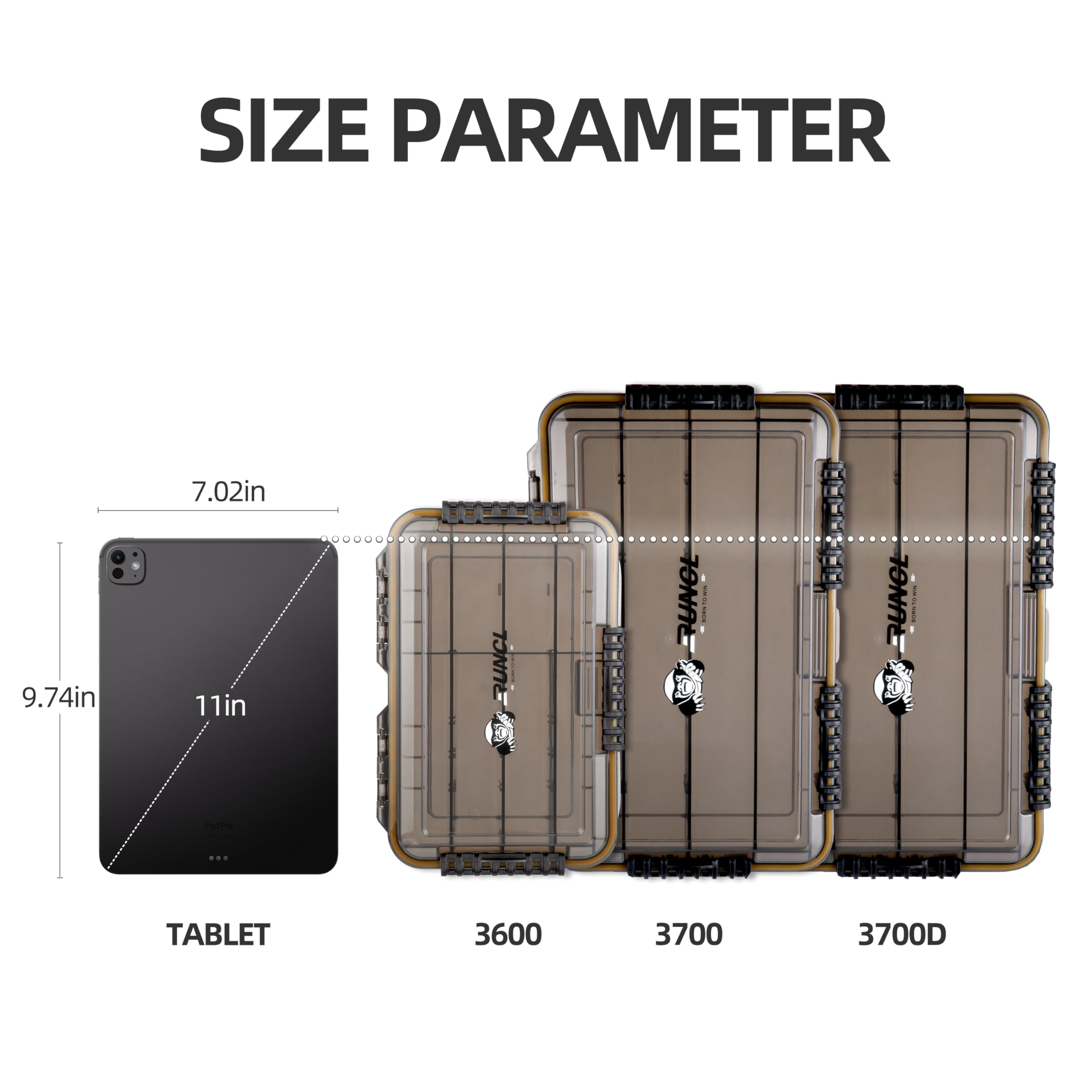 Fishing Tackle Box  Waterproof Tray For Jigs Lures Thicker Floating Utility With Adjustable Dividers 3600/3700/large 3700 Size