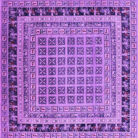 Ahgly Company Indoor Square Oriental Purple Industrial Area Rugs, 3' Square